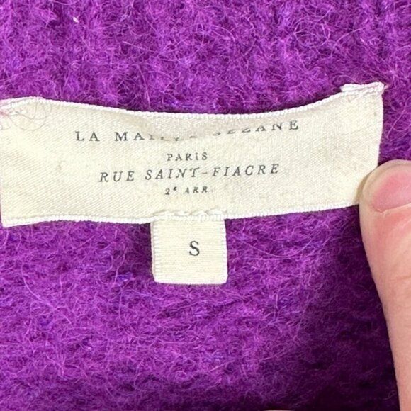 Sezane Chuck Sweater Purple Size Small Mohair Alpaca Pullover Knit Violet Boho S - Picture 5 of 13